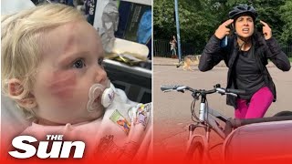 Furious row after toddler ‘hit and dragged by cyclist’ [upl. by Akimrehs]