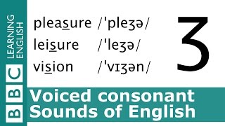 English Pronunciation 👄 Voiced Consonant  ʒ  pleasure leisure and vision [upl. by Meredeth]