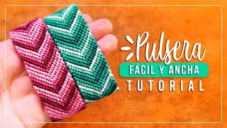 Cómo hacer pulsera de hilo fácil y ancha 20✨ Paso a Paso  DIY Macrame Friendship Bracelet [upl. by Aven552]