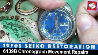 A 1970s Seiko Chronograph Watch Restoration Project  6139B Watch Repair Tutorial [upl. by Aihsyla]