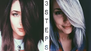 Dark Brown to Silver Hair  3 Step Tutorial [upl. by Idyak]