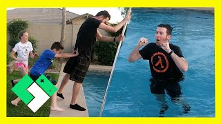 PUSHED INTO THE POOL 😱 Day 1832  Clintustv [upl. by Rramel]