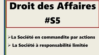 Droit des affaires S5 SCA  SARL [upl. by Caylor961]