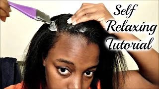 How To Apply A Relaxer At Home  Self Relax Tutorial [upl. by Ociram]