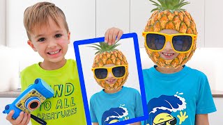 Vlad and Niki play with photos  Funny videos for kids [upl. by Alys]