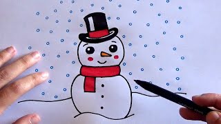 COMO DIBUJAR UN MUÑECO DE NIEVE RÁPIDO FACIL Y PASO A PASO How to draw a SNOW MAN EASY [upl. by Nolram]