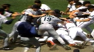 Wild brawl ensues after Mike Mussina plunks Bill Haselman [upl. by Ifill]