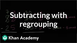 Subtracting with regrouping borrowing  Early Math  Khan Academy [upl. by Hattie]