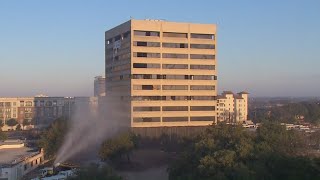 Implosion fails to completely demolish Dallas building [upl. by Semajwerdna356]