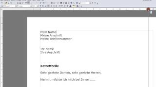 Einstieg in Open Office Writer Bewerbung [upl. by Aihsenak]