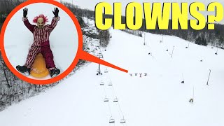 Drone catches snow clowns tobogganing at this abandoned ski resort Unbelievable [upl. by Odie]