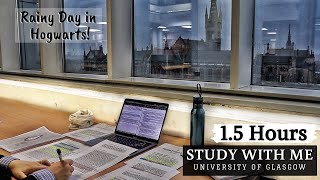 15 HOUR STUDY WITH ME at the LIBRARYUniversity of GlasgowBackground noise no breaks rainamptyping [upl. by Esli]