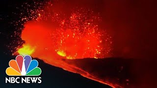 Mount Etna Eruption Creates Spectacular Fiery Display  NBC News [upl. by Norward]