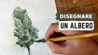 Come disegnare e dipingere un albero  esercizio facile [upl. by Yelhs837]