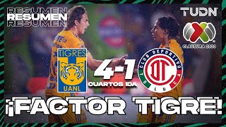 Resumen y goles  Tigres 14 Toluca  CL2023  4tos  TUDN [upl. by Lebatsirc]