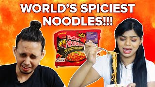 We Tried The Viral Spicy Korean Fire Noodles  BuzzFeed India [upl. by Lanevuj336]