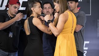 Claudia Gadelha vs Karolina Kowalkiewicz UFC 212 Media Day Staredown  MMA Fighting [upl. by Innavoig]