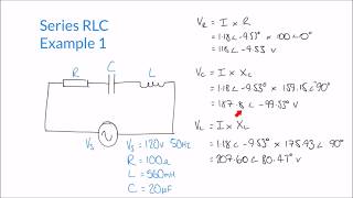 Calculating Impedance Supply Current and Voltages in Series RLC Circuit [upl. by Donelu]