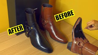 How I Dyed My Saint Laurent Leather Boots Black [upl. by Tore]