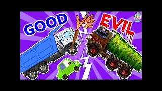 Good Vs Evil  Garbage Truck For Kids  Train Ambulance Dump Truck Loader Ice Cream Van [upl. by Dweck]