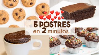 5 POSTRES en MICROONDAS 🍫🍪  en 2 minutos [upl. by Durarte]