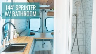 Amazing 144 Sprinter Van with a FULL BATHROOM  VAN TOUR [upl. by Manbahs432]