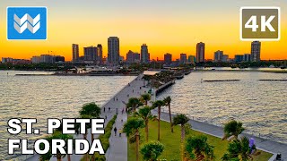 4K St Pete Pier in St Petersburg Florida USA  Sunset Walking Tour Vlog amp Vacation Travel Guide [upl. by Eleets902]