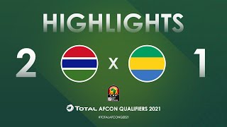 HIGHLIGHTS  Total AFCON Qualifiers 2021  Round 4  Group D Gambia 21 Gabon [upl. by Nivlen252]