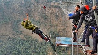 Amazing Bungy Jump Worlds Second Highest 228m The Cliff Nepal Kushma Nepal [upl. by Eirret]