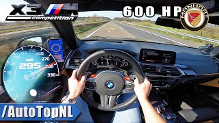 BMW X3M COMPETITION 635HP MANHART 295kmh on AUTOBAHN NO SPEED LIMIT by AutoTopNL [upl. by Sirrap]