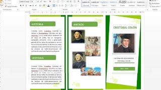 Como crear un tríptico en word 2013  2016 [upl. by Timmy884]