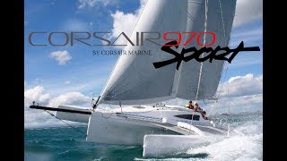 Corsair 970 trimaran at the 2018 New England Boat Show [upl. by Mohammad908]