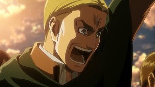 Shingeki No Kyojin Attack On Titan Season 3 Episode 12  Erwin Smith Epic Scream [upl. by Druce661]