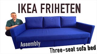 IKEA FRIHETEN Three seat sofa bed Assembly instructions [upl. by Enid]