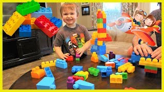 Kids playing with blocks building  Having fun playing with mega bloks [upl. by Sabsay]