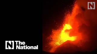 Italys Mount Etna erupts in a spectacular show of lava [upl. by Burnsed]