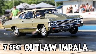 7 SEC 67 IMPALA quotEDDIE BIG BLOCKquot 1220HP 632CI TESTING AT BYRON DRAGWAY [upl. by Alaecim]