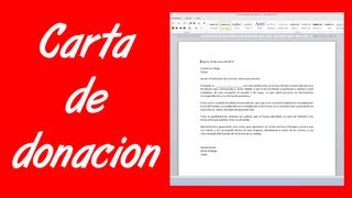 Como hacer una carta de donación [upl. by Ydnyc]