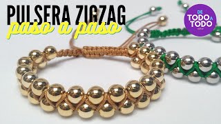 Cómo hacer una pulsera en ZIGZAG con balines o piedras [upl. by Nicole941]