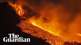 Mount Etna illuminates night sky with lava fountain [upl. by Nelle]