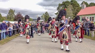 Massed pipes amp drums parade to the 2018 Braemar Gathering Royal Highland Games in Scotland 4K [upl. by Kenelm]