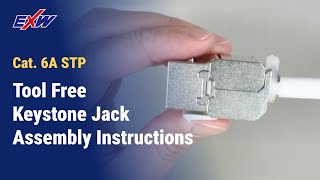 RJ45 Cat6A STP Tool Free Keystone Jack Assembly Instructions [upl. by Dewie]