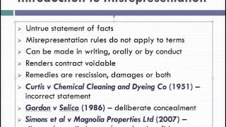 Misrepresentation Lecture 1 of 4 [upl. by Routh]