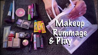 ASMR RequestMakeup rummage No talking Heavy plastic makeup bag Whispered version tomorrow [upl. by Shu687]