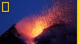 Amazing Volcano Footage See Smoke and Lava Erupt From Mount Etna  National Geographic [upl. by Gillie252]