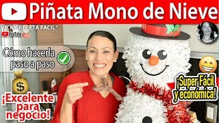 Cómo hacer una PIÑATA de MONO DE NIEVE o MUÑECO DE NIEVE  VickyRecetaFacil [upl. by Lomaj]