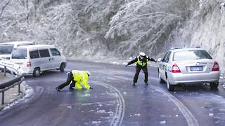 Icy Road Madness Caught on Camera [upl. by Godrich]