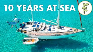 Living on a SelfSufficient Sailboat for 10 Years  FULL TOUR [upl. by Anikram491]