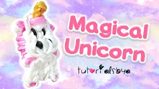 Magical Fluffy Unicorn Horse Animal Charm Rainbow Loom Tutorial  How To [upl. by Bromley20]