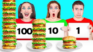 1 10 or 100 Layers of Food Challenge by Multi DO [upl. by Gratianna]